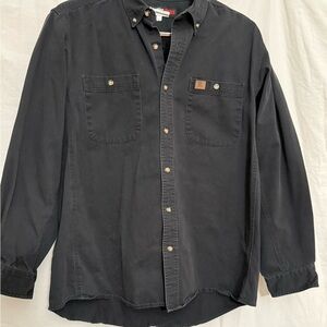 Wrangler RIGGS Workwear Black Utility Shirt XL Heavy Cotton Workwear Y2K EUC